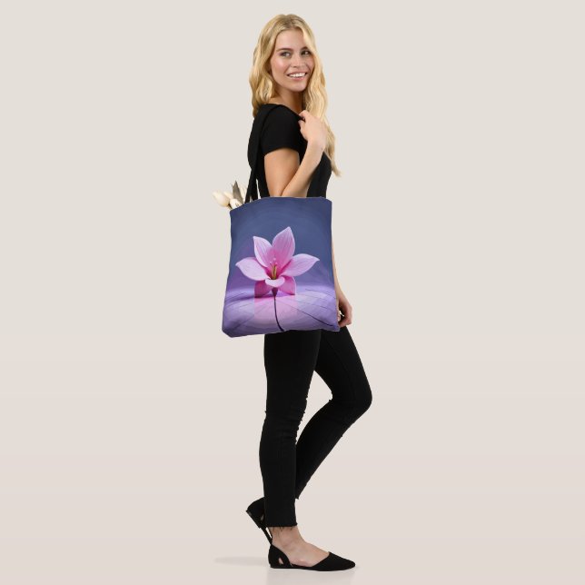 Bolsa Tote Gladíolos Dimensionais: Masterícula Rosa e Púrpura (No(a) Modelo)
