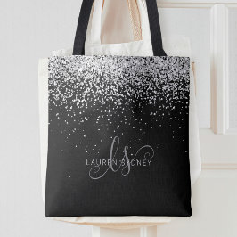 Bolsa Tote Glam Black Silver Glitter Monograma