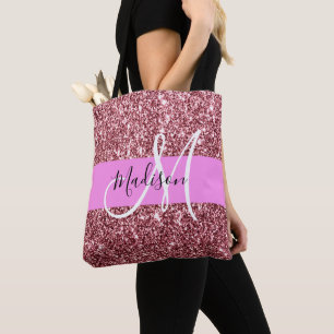 Bolsa Tote Glam Blush Rosa Dourado Brilho Monograma