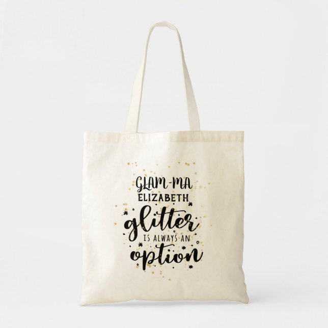 Bolsa Tote GLAM-MÃE Gamorosa Vovó Glitter Always Option FUN (Frente)