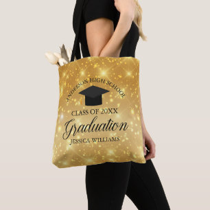 Bolsa Tote Glam Monograma do Sparkle Dourado de Graduação Per