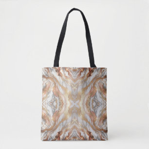 Bolsa Tote Glam Rosa Dourado Luxuoso Tendência Mármore Borbol