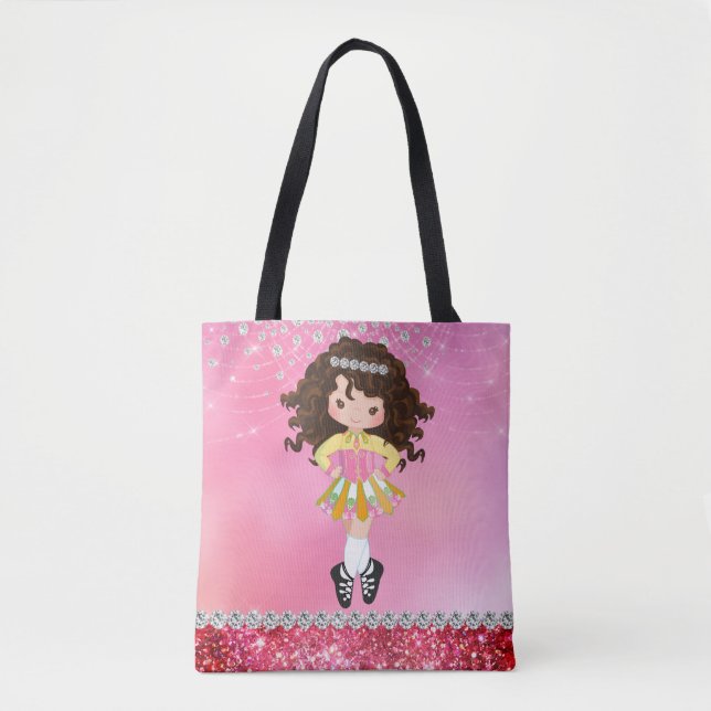 Bolsa Tote Glam-Rosa Personalizado - Rapariga Irlandesa Dança (Frente)