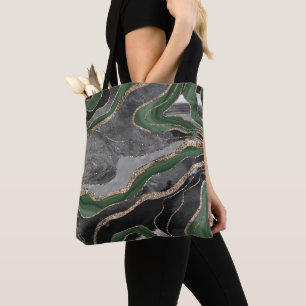 Bolsa Tote Glama Dourado de Glitter Preto Verde Agita Glitter