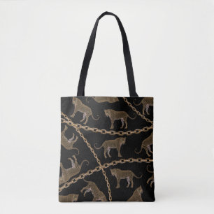 Bolsa Tote glamour do ouro lepard cheetah