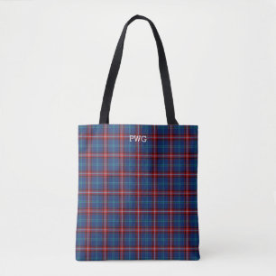 Bolsa Tote Glenn Clan Tartan - Xadrez azul