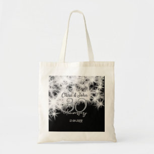Bolsa Tote Glitor de aniversário de casamento da 30 cinza de