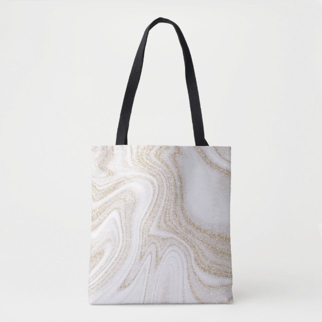 Bolsa Tote Glitor de ouro branco-quic moderno (Frente)
