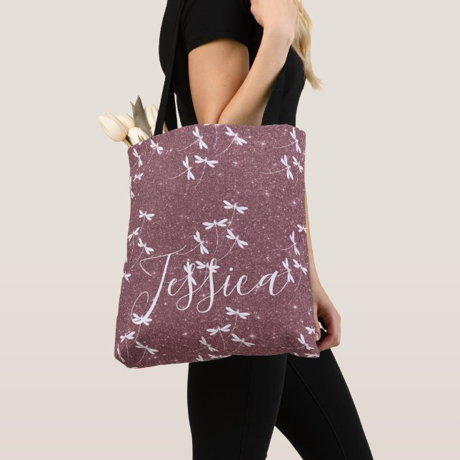 Bolsa Tote Glitter and dragonflies personalized  (Close Up)