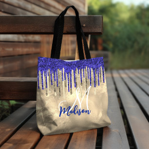 Bolsa Tote Glitter azul-real-glitter glitter gira monograma