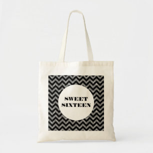 Bolsa Tote Glitter De Prata Chevron Doce 16 Tote Bag
