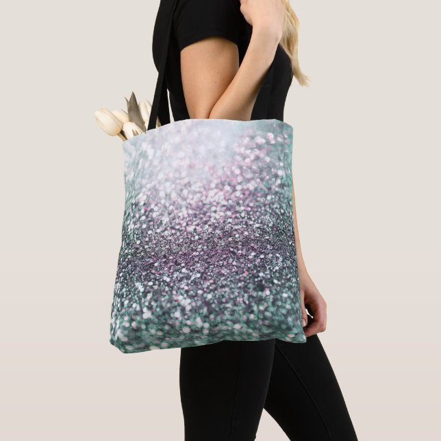 Bolsa Tote Glitter do Oceano Sereia #4 (Glitter Faux) #art (Close Up)