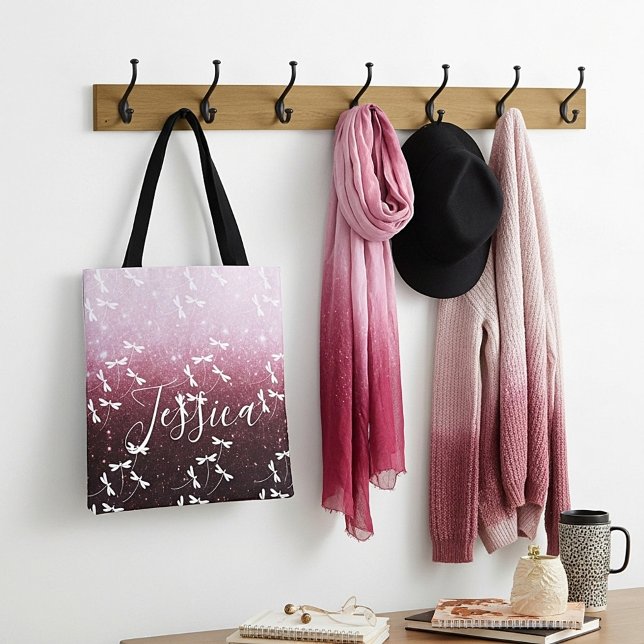 Bolsa Tote Glitter e libélulas personalizadas (Criador carregado)