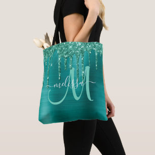 Bolsa Tote Glitter Glitter Grelha Mimado Monograma de Metal