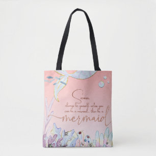 Bolsa Tote Glitter personalizado de Pastel "Seja uma Sereia"