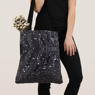 Bolsa Tote Glitter Preto Metálico Cláusula moderna personaliz