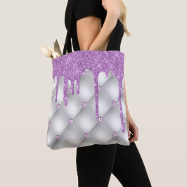 Bolsa Tote Glitter Roxo Joias Silver Metálico
