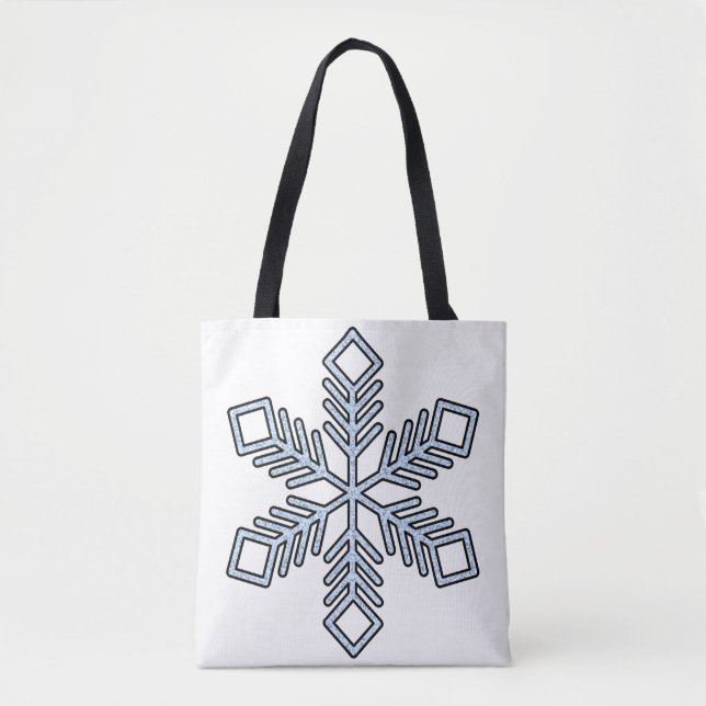 Bolsa Tote Glitter Snowflake - Baby Blue Branches (Frente)