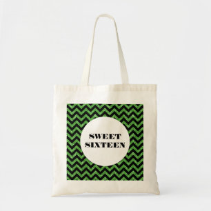Bolsa Tote Glitter Verde Chevron Doce 16 Tote Bag