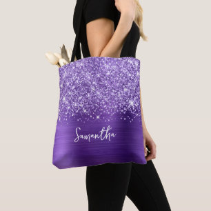 Bolsa Tote Glittery Purple Ametyst Glam Name
