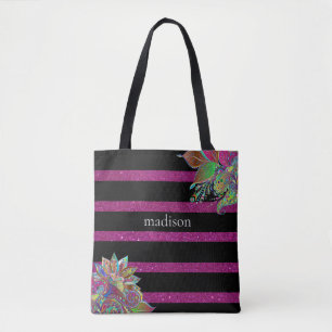 Bolsa Tote Glitzy Fuchsia Black Personalizado