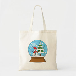 Bolsa Tote Globo de Neve com Snowman e Pine Tree