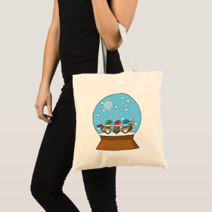 Bolsa Tote Globo de Neve com Três Corujas Gnomo