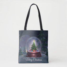 Bolsa Tote Globo de Neve da Árvore de Natal