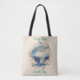 Bolsa Tote Globo Floral do Dia da Terra Todos os Dias com Mão