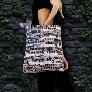 Bolsa Tote Glória do Baseball Palavras De Bandeira America