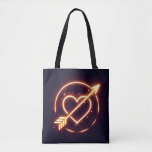 Bolsa Tote glowing image of a heart with cupid's arrow