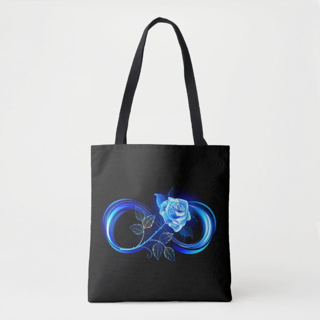 Bolsa Tote Glowing infinity with blue rose (Frente)