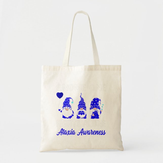 Bolsa Tote Gnome One luta sozinho Blue Ribbon Ataxia Awarenes (Frente)