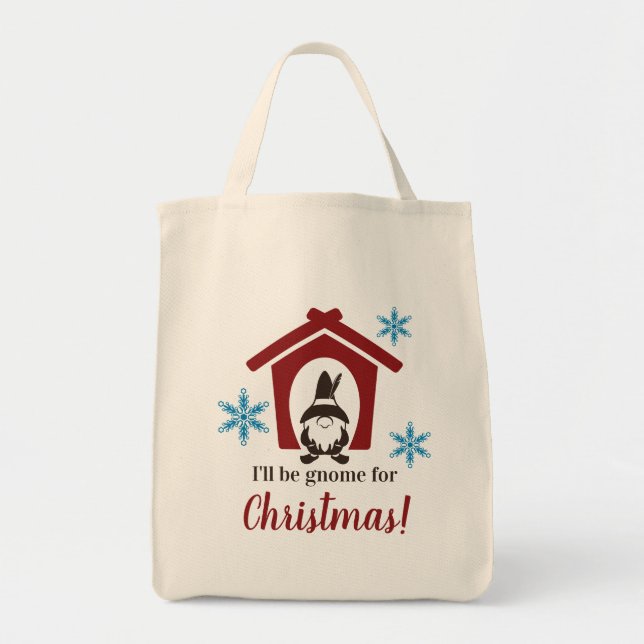 Bolsa Tote Gnome para Cores Personalizadas de Natal (Frente)