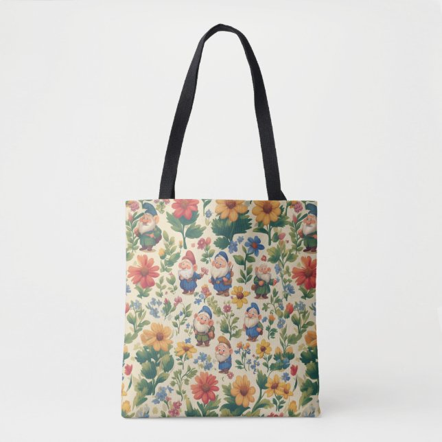 Bolsa Tote Gnomo a floresce design (Frente)