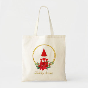 Bolsa Tote Gnomo de Natal bonito em Ouro Wreath