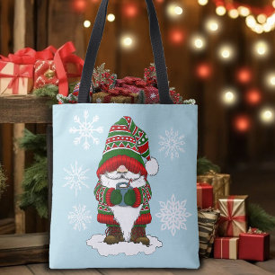 Bolsa Tote Gnomo de Natal Vermelho Verde Fofo