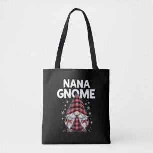 Bolsa Tote Gnomo de Natal Xadrez Vermelho Nana Fofa