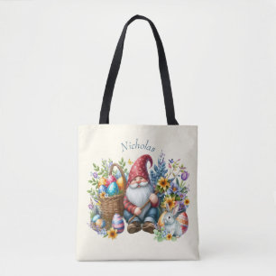 Bolsa Tote Gnomo de Páscoa de Aquarela Personalizado