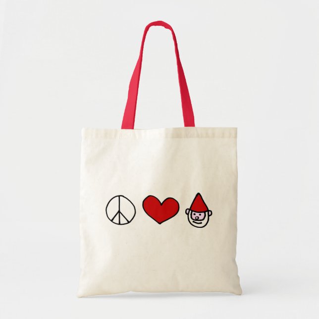 Bolsa Tote Gnomo do amor da paz (Frente)