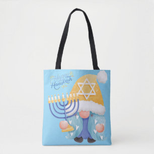 Bolsa Tote Gnomo feliz do hanukkah