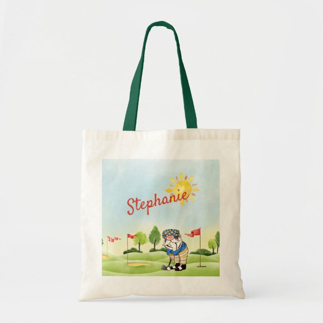 Bolsa Tote Gnomo Tote Bag de Golfer (Frente)