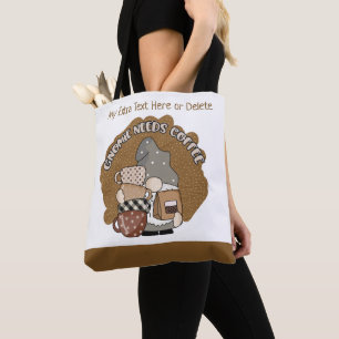 Bolsa Tote Gnomos Amantes de Café Fofo Adorável Divertido Fem
