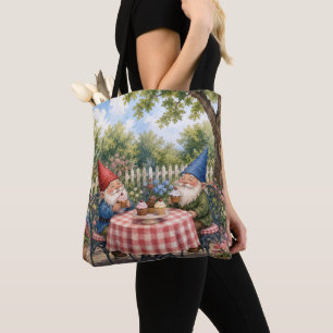 Bolsa Tote Gnômos de Jardim Comendo Cupcakes