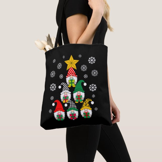Bolsa Tote Gnomos de Natal Árvore Estrela Presentes Flocos de (Close Up)