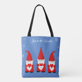 Bolsa Tote Gnomos de Natal bonitos em Azul