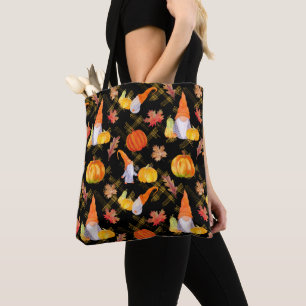 Bolsa Tote Gnomos De Queda De Aquarelas, Abóboras E Folhas De
