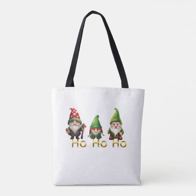 Bolsa Tote Gnomos Ho Ho Ho Natal (Verso)