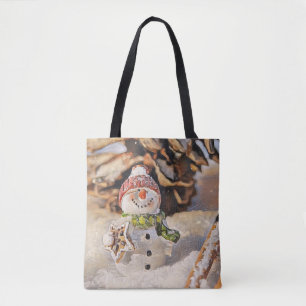 Bolsa Tote Gnomos na neve pintura em aquarela