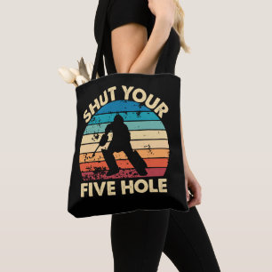 Bolsa Tote Goalie De Hóquei Em Gelo Engraçado Fecha Seu Retro